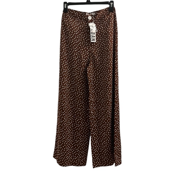 NWT Urban Outfitters Brown Polka Dot High-Rise wide legged Pants - Picture 3 of 5